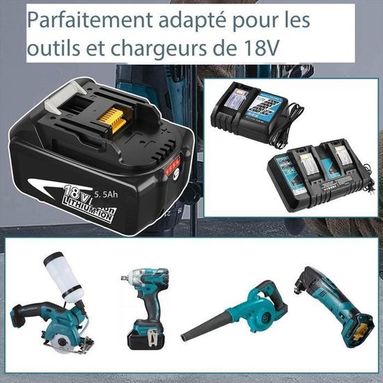 2x Batterie 18V Pour Makita LXT Li-Ion 5,5Ah BL1860 BL1850 BL1830