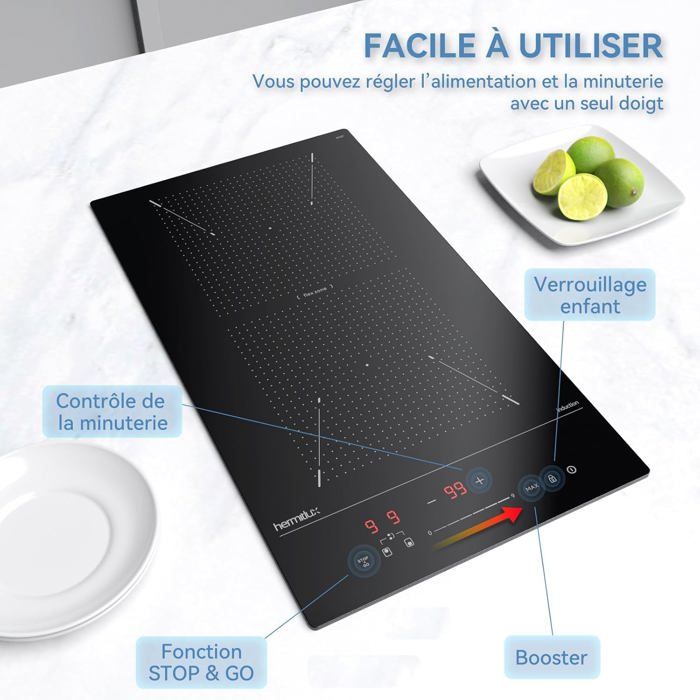 Plaque De Cuisson Induction Electrique 2 Feux Encastrable Zones