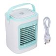 Mini climatiseur USB – 3 vitesses réglables, LED, poignée – Bureau, dortoir, extérieur – Bleu clair