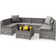 CASARIA® Lounge en polyrotin XL salon de jardin extérieur avec table et canapé ensemble de meubles de jardin terrasse-0