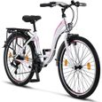 Licorne Bike Stella Premium City Bike 24,26 et 28 pouces – Vélo hollandais, Garçon [24, Blanc]-0