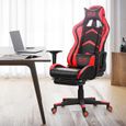 Chaise de Bureau Chaise Gamer Réglage à 180° Rouge-0