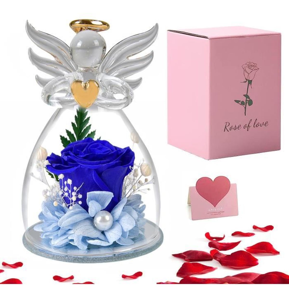 Rose éternelle Bleue Préservée - Cadeau Romantique, 6cm De Diamètre, Dans Coffret