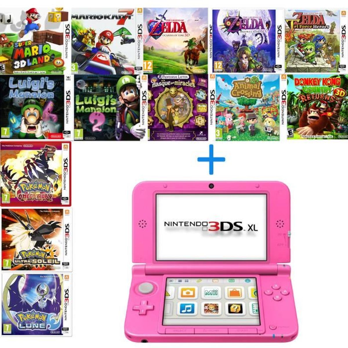 Console Nintendo 3DS XL Rose + 21 Jeux OFFERTS Cdiscount Jeux vidéo