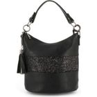 Sac A Main Bandoulière Femme Gallantry - Paillette Multicolore - Sac Anse Large Bandes Strass Brillant - Noir