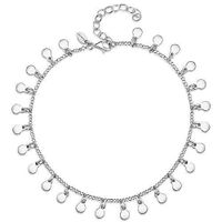 Amberta Bijoux   Bracelet de Cheville en Argent Sterling 925 avec Maille Jaseron pour Femmes   Chaîne avec Pièces   Réglable 22 à 26