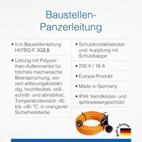 As-Schwabe 59205 Rallonge électrique de chantier 5m H07BQ-F 3G2,5,Orange,IP44