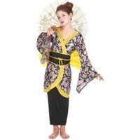 Déguisement Japonaise fille - Satin - L 10-12 ans - Multicolore - Motifs floraux - Carnaval