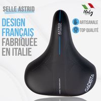 GADISTA France, Selle velo ASTRID, Selle velo ultra confortable, selle extra large fait mains en ITALIE avec technologie brevetée 3Z