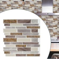 LZQ Lot de 10 feuilles de carrelage Adhésif 3D Brique avec motif marbre Crédence Adhésive Cuisine Stickers Muraux - 30×30cm, Marron