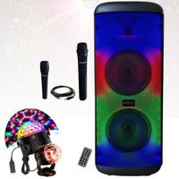 Enceinte Bluetooth Portable sur batterie Karaoke Mooving ELECTRO-SOUND600 - 2 Micros - Jeu Lumière Disco - Fête Soirée Enfant Boum