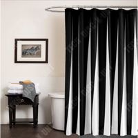 TD® 1 Pièce Rideau de douche Noir&Blanc +12 Crochets/ 1 x Pentagramme Lumineux/ Accessoire de décoration pour salle de bain