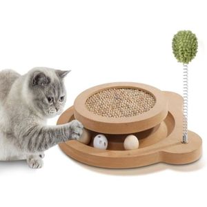 Griffoir Pour Chat En Carton Ondulé Avec Balle En Sisal Suspendue - Forme Pont Arqué - Jouet Et Grattoir - Taille S (35x15x26 Cm)