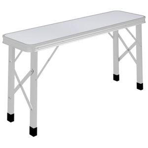 TABLE DE CAMPING Akozon Table de camping pliable avec 2 bancs Aluminium Blanc - 7891463364388