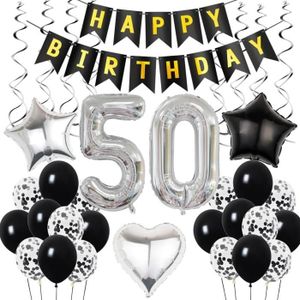 Decoration anniversaire 50 ans homme femmes, or blanc ballons anniversaire 50  ans avec deco 50 ans bannière de joyeux anniver[900] - Cdiscount Maison