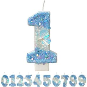 BOUGIE ANNIVERSAIRE Bougies d'anniversaire en forme de chiffre 1, bougies d'anniversaire océan avec perles décoratives pour enfants, filles et.[Q1569]