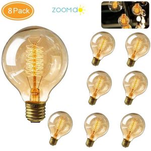 AMPOULE - LED Zoomdo 8Pcs 40W Ampoules E27 ampoule à Incandescence Vintage Lampe Edison Vintage Décoration G80 Blanc Chaud 220V