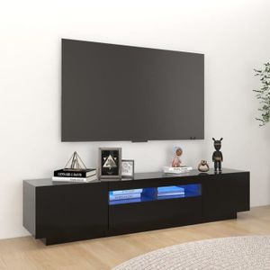 MEUBLE TV Meuble TV Moderne - FR2104 - Noir - LED - 180x35x4