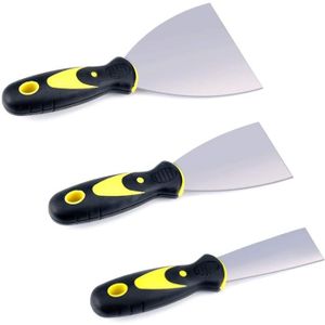 Lot de 4 spatules en acier inoxydable pour retirer le papier peint avec une paire de gants de travail 