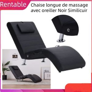 CHAISE LONGUE Chaise longue de massage avec oreiller Noir Similicuir Design ergonomique CHAUD JID