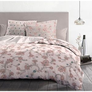 Parure de couette satin de coton 70 feuillage rose C Design Home Textile