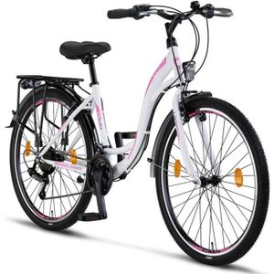 VÉLO DE VILLE - PLAGE Licorne Bike Stella Premium City Bike 24,26 et 28 pouces – Vélo hollandais, Garçon [24, Blanc]