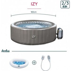 SPA COMPLET - KIT SPA Spa gonflable Izy Netspa 3 places - Gris - Rond - 