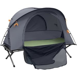 TENTE DE CAMPING Ensemble tente de camping 3 en 1 avec lit de camp, tente, matelas gonflable gris