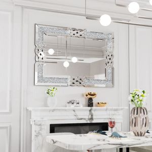 Miroir mural de maquillage esthétique ondulé avec lumière, miroir décoratif  irrégulier, décor de chambre, peinture murale