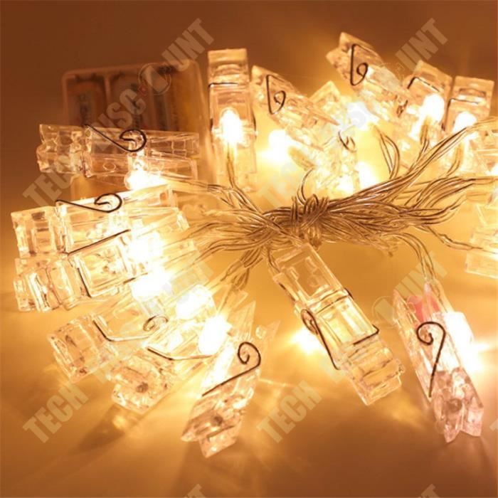 Guirlande lumineuse Led à pince Photo, 2x1.5M, pour l'extérieur, avec pinces  à linge, pour décorations de fête à domicile, cadeau de saint-valentin