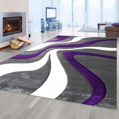 Tapis De Luxe Gris/violet 160x220 Cm - Polypropylène - Design Moderne
