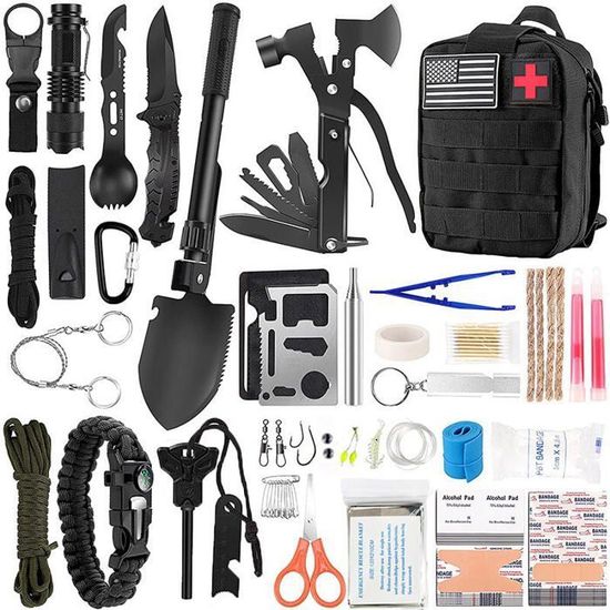 Kit Survie Urgence Tactique Randonnée Camping Outil SOS VIH 1+2