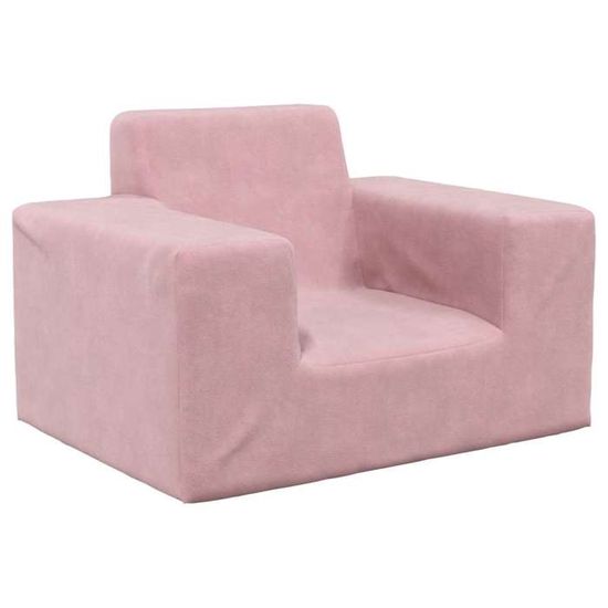 Canapé-Lit Enfant En Peluche Douce Rose - Convertible Fauteuil/Lit - Housse Amovible Lavable - Dimensions 57 X 34-90 X 45 Cm