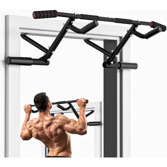 Bowfar Barre de traction pour porte, barre de traction en acier robuste avec poignée rembourrée, 20 cm plus haut dans le cadre, barres pliantes pour la salle de sport à la maison