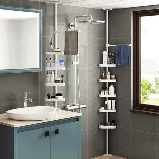 Oakno Étagère Télescopique Réglable Sans Perçage 53-90cm - Acier Carbone Blanc Pour Cuisine, Salle De Bain Et Chambre