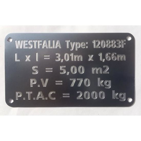 Plaque Tare Gravée Personnalisée Adhésive 10x4cm Aluminium - Utilitaires Remorques Caravanes