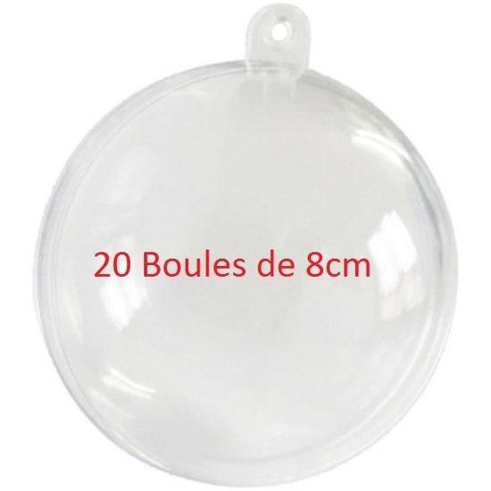 20 x Boule de Noel Transparente 8 cm Cdiscount Maison