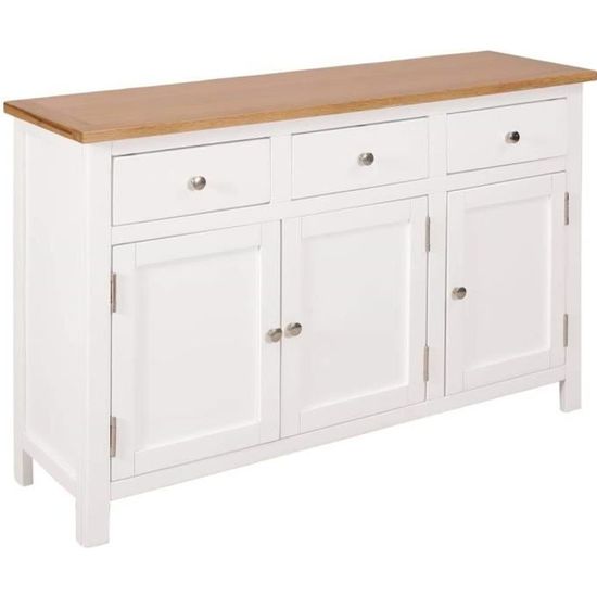 Buffet bahut armoire console meuble de rangement 110 cm bois de chêne massif 4402051