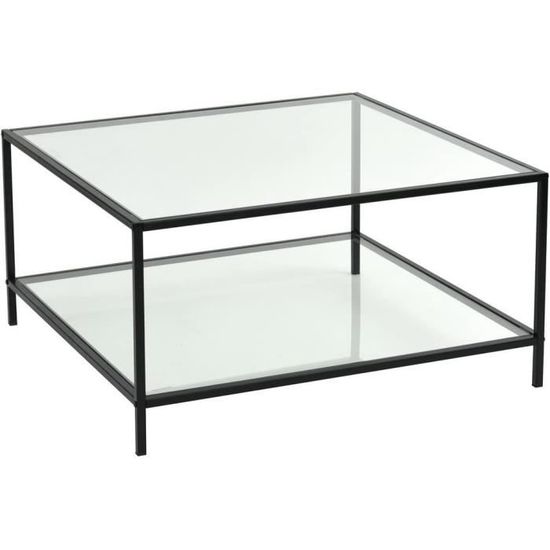Table Basse Carrée Vintage – Verre Trempé Rouge/blanc, Pieds Inox, Recyclée