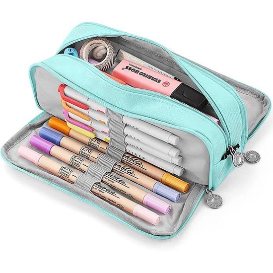 Trousse à Crayons 3 Couches Grande Capacité Trousse à Crayons Sac De Papeterie Lavable Pour