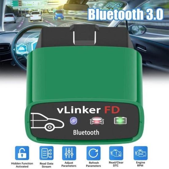 Vgate VLinker MS Bluetooth MFI OBD2 Outil De Diagnostic Lecteur De Code De Défaut OBDII Adaptateur De Voiture Compatible Check Engine Light Pour IOS, Android Et Windows