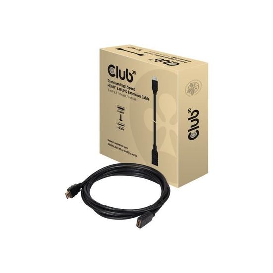 Club 3D CAC-1321 - Câble de rallonge HDMI - HDMI (M) pour HDMI (F) - 3 m - support 4K