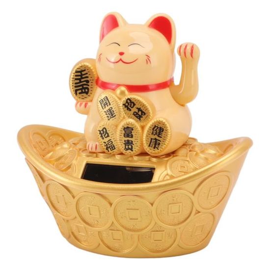 Omabeta statue de chat porte-bonheur solaire Ornement de chat porte Omabeta statue de chat porte-bonheur solaire Ornement de chat porte