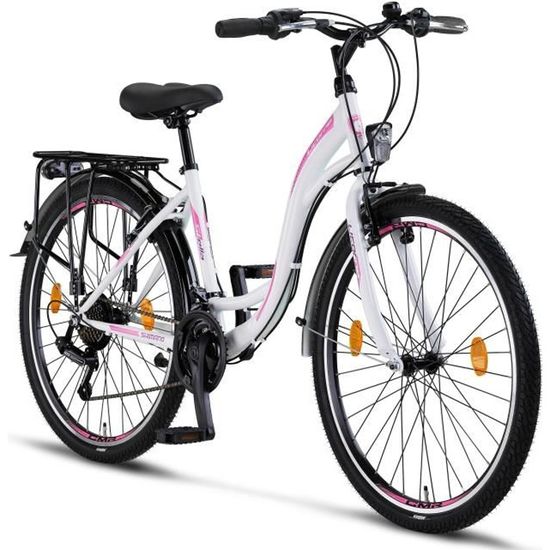 Licorne Bike Stella Premium City Bike 24,26 et 28 pouces – Vélo hollandais, Garçon [24, Blanc]
