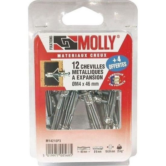 MOLLY Lot de 16 Chevilles 4x46 mm + vis Cdiscount Bricolage — free download
