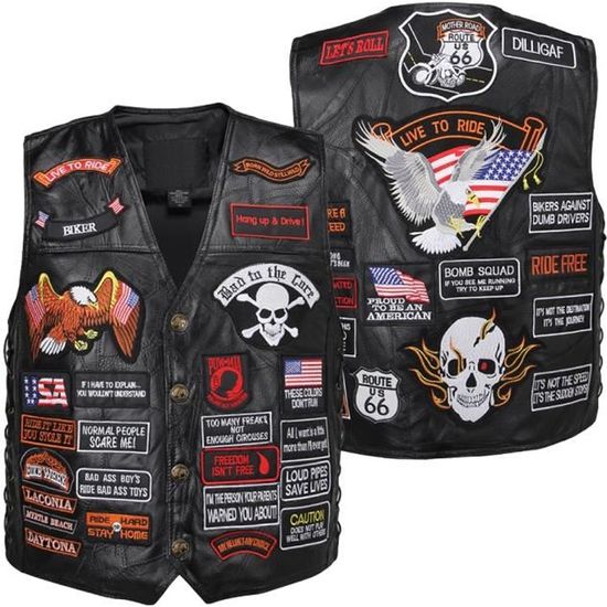 Harley Davidson Blouson Biker Cuir Homme Gilet Biker Harley