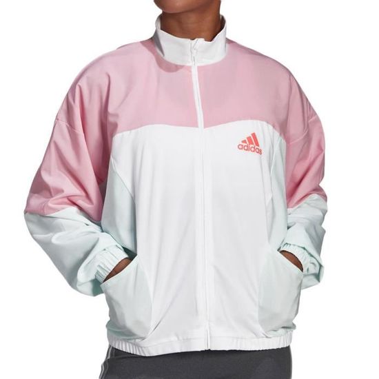 Veste de surv tement Rose Blanc Femme Adidas Colorblock Pink