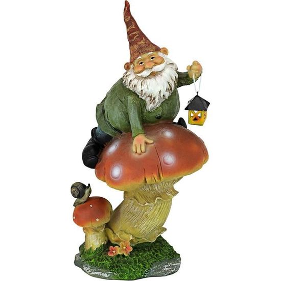 Design Toscano Statue Gnome Mooning - Jardin, Déco Gag | 20cm | Polyrésine | Résistant UV