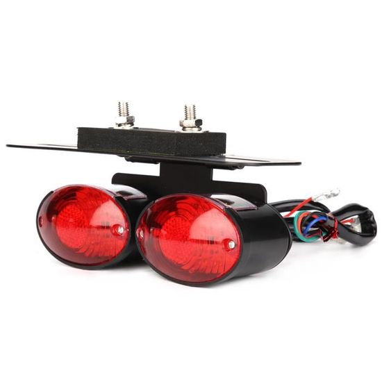 Feu Arrière Moto LED Ymiko - Feu Stop Et Circulation, 12V Universel, Boîtier ABS Noir - Sécurité Conduite