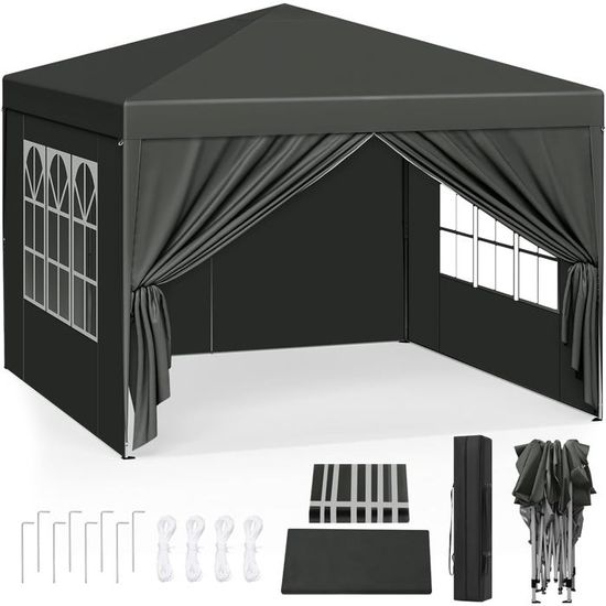 Tonnelle Jardin WOLTU 3x3m Verte - Auvent Pliable Imperméable UV50+ Avec Sac De Transport